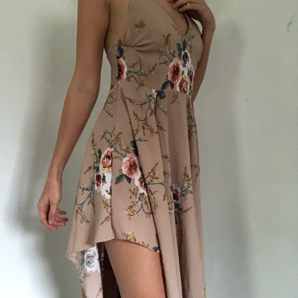 Tan floral dress